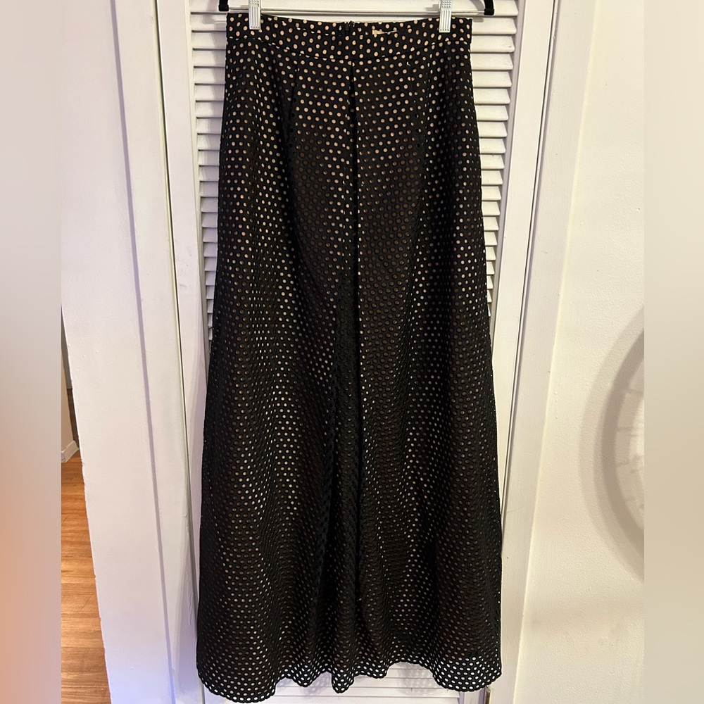 NWT Michael Kors Collection Black Lace and Tan Silk A-Line Maxi Skirt, Size 10